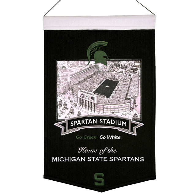 Bandera de los Spartans del estado de Michigan, 15 x 24, de lana, estadio Spartan Stadium