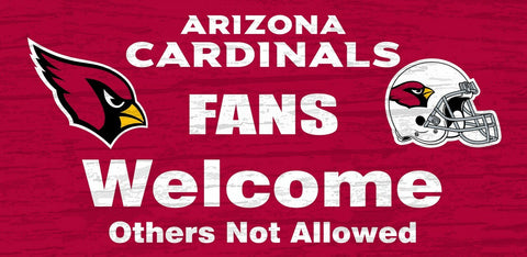 Arizona Cardinals Wood Sign - Fans Welcome 12"x6"