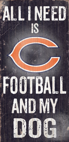 Chicago Bears Wood Sign - Football and Dog 6"x12"