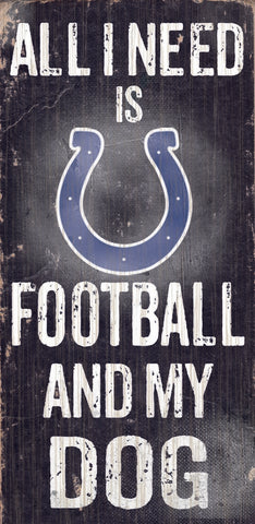 Indianapolis Colts Wood Sign - Football and Dog 6"x12"