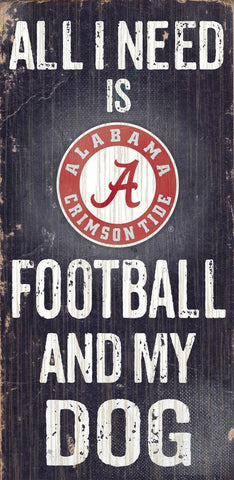 Alabama Crimson Tide Wood Sign - Football and Dog 6"x12"
