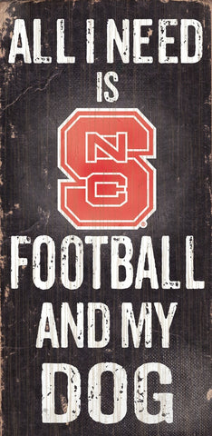 ~North Carolina State Wolfpack Wood Sign - Football and Dog 6x12 - Special Order~ backorder