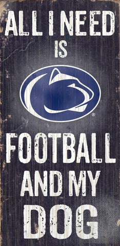 Penn State Nittany Lions Wood Sign - Football and Dog 6"x12"