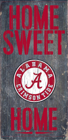Alabama Crimson Tide Wood Sign - Home Sweet Home 6"x12"