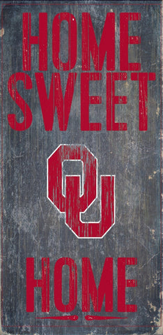 Oklahoma Sooners Wood Sign - Home Sweet Home 6"x12"