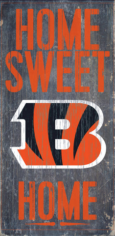 Cincinnati Bengals Wood Sign - Home Sweet Home 6"x12"