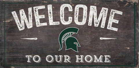 ~Michigan State Spartans Sign Wood 6x12 Welcome To Our Home Design - Special Order~ backorder