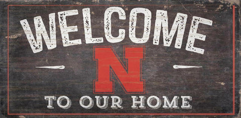 Nebraska Cornhuskers Sign Wood 6x12 Welcome To Our Home Design - Special Order