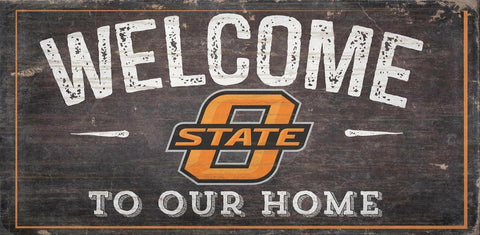 ~Oklahoma State Cowboys Sign Wood 6x12 Welcome To Our Home Design - Special Order~ backorder