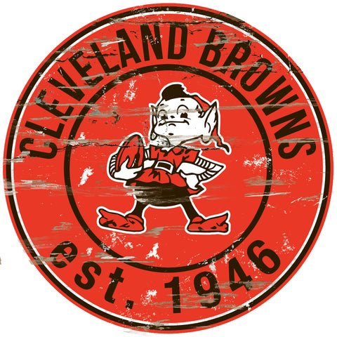 ~Cleveland Browns Wood Sign - 24" Round - Special Order~ backorder