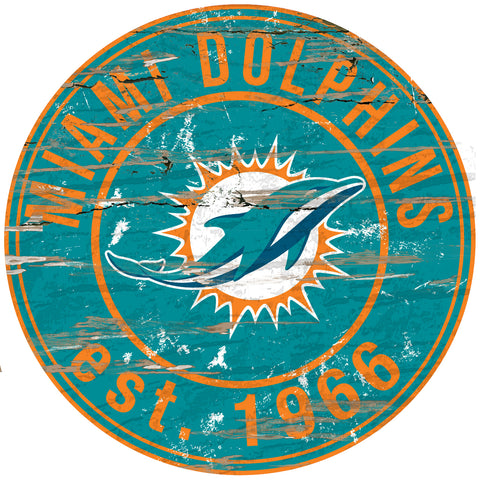 ~Miami Dolphins Wood Sign - 24" Round - Special Order~ backorder