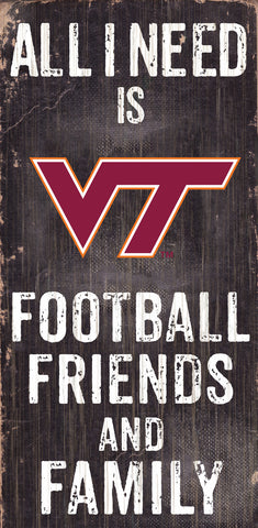 ~Virginia Tech Hokies Sign Wood 6x12 Football Friends and Family Design Black~ backorder