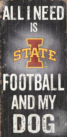 ~Iowa State Cyclones Sign Wood 6x12 Football and Dog Design - Special Order~ backorder