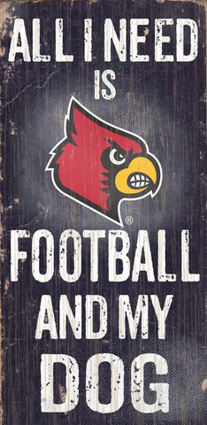 ~Louisville Cardinals Wood Sign - Football and Dog 6x12 - Special Order~ backorder