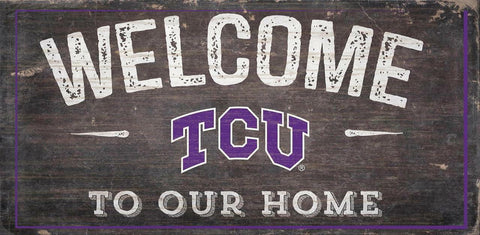 ~TCU Horned Frogs Sign Wood 6x12 Welcome To Our Home Design - Special Order~ backorder