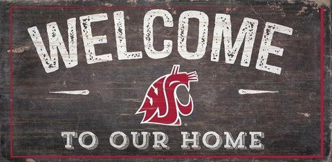~Washington State Cougars Sign Wood 6x12 Welcome To Our Home Design - Special Order~ backorder
