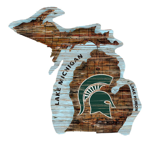 ~Michigan State Spartans Sign Wood 24" State Wall Art Design - Special Order~ backorder