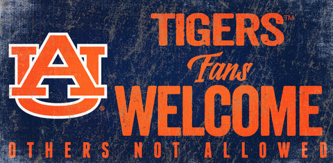 Auburn Tigers Sign Wood 12x6 Fans Welcome Design