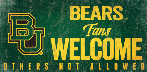 Baylor Bears Wood Sign Fans Welcome 12x6 - Special Order