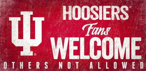 Indiana Hoosiers Wood Sign Fans Welcome 12x6 - Special Order