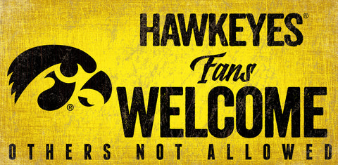 Iowa Hawkeyes Wood Sign Fans Welcome 12x6 - Special Order