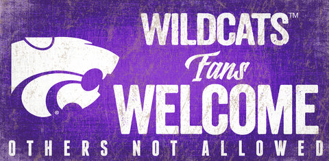 Kansas State Wildcats Wood Sign Fans Welcome 12x6 - Special Order