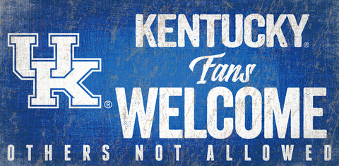 Kentucky Wildcats Sign Wood 12x6 Fans Welcome Design - Special Order