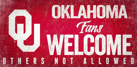 ~Oklahoma Sooners Wood Sign Fans Welcome 12x6 - Special Order~ backorder