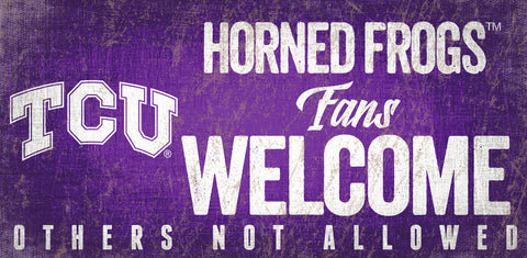 TCU Horned Frogs Sign Wood 12x6 Fans Welcome Design - Special Order