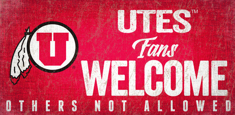 ~Utah Utes Wood Sign Fans Welcome 12x6 - Special Order~ backorder