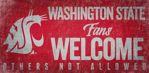 ~Washington State Cougars Wood Sign Fans Welcome 12x6 - Special Order~ backorder