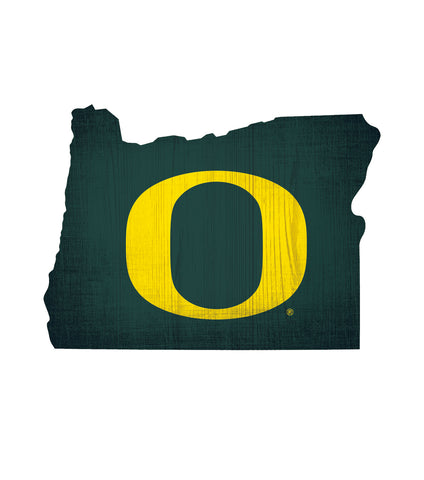 Oregon Ducks Sign Wood 12" Team Color State Shape Design - Special Order