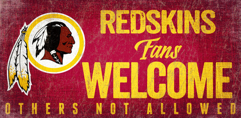 Washington Redskins Wood Sign Fans Welcome 12x6