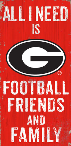 ~Georgia Bulldogs Sign Wood 6x12 Football Friends and Family Design Color - Special Order~ backorder
