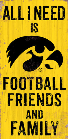 Iowa Hawkeyes Sign Wood 6x12 Football Friends and Family Design Color - Special Order
