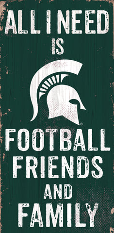 ~Michigan State Spartans Sign Wood 6x12 Football Friends and Family Design Color - Special Order~ backorder