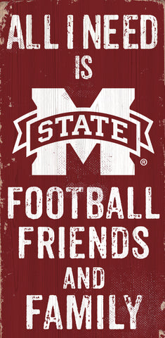 Mississippi State Bulldogs Sign Wood 6x12 Football Friends and Family Design Color - Special Order
