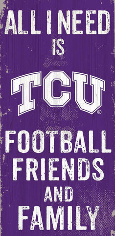 TCU Horned Frogs Sign Wood 6x12 Football Friends and Family Design Color - Special Order