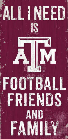 Texas A&M Aggies Sign Wood 6x12 Football Friends and Family Design Color - Special Order