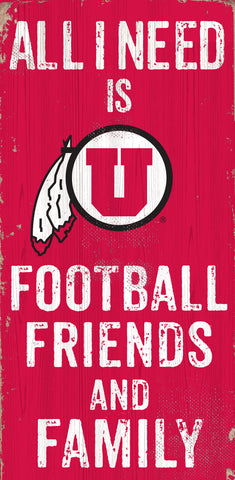 ~Utah Utes Sign Wood 6x12 Football Friends and Family Design Color - Special Order~ backorder