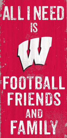 ~Wisconsin Badgers Sign Wood 6x12 Football Friends and Family Design Color - Special Order~ backorder