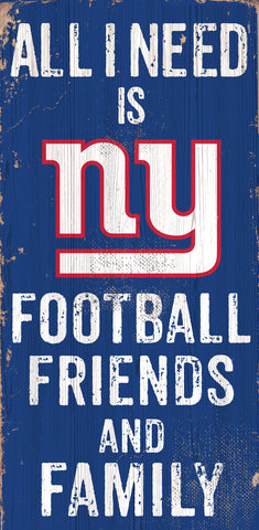 New York Giants Sign Wood 6x12 Football Friends and Family Design Color - Special Order