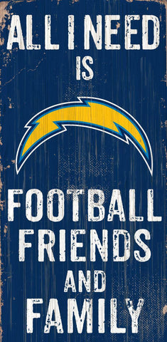 ~Los Angeles Chargers Sign Wood 6x12 Football Friends and Family Design Color - Special Order~ backorder