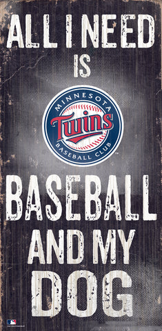 Minnesota Twins Sign Wood 6x12 Baseball and Dog Design