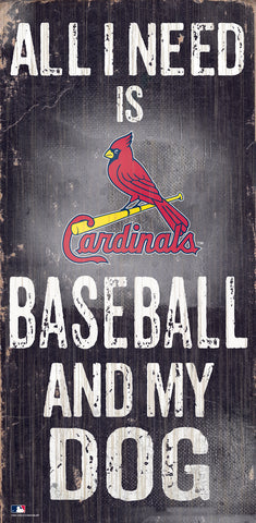 St. Louis Cardinals Sign Wood 6x12 Baseball and Dog Design