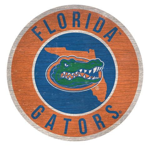 Florida Gators Sign Wood 12" Round State Design