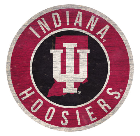~Indiana Hoosiers Sign Wood 12" Round State Design - Special Order~ backorder
