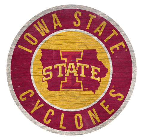 ~Iowa State Cyclones Sign Wood 12" Round State Design~ backorder