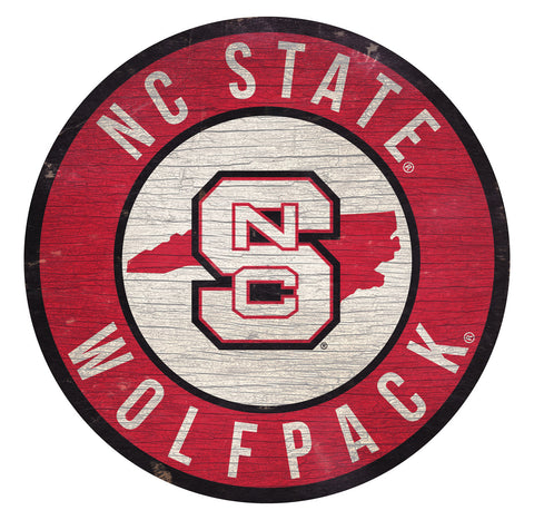 ~North Carolina State Wolfpack Sign Wood 12" Round State Design - Special Order~ backorder