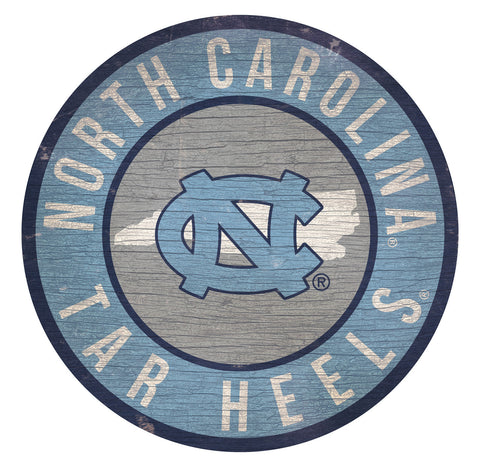 North Carolina Tar Heels Sign Wood 12" Round State Design - Special Order